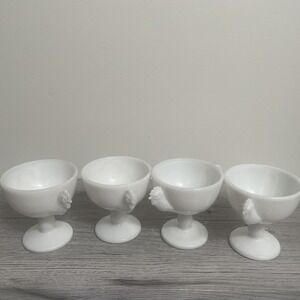 Westmoreland white milk glass‎ 1950s chicken Head To Tail Bowls Set Of 4